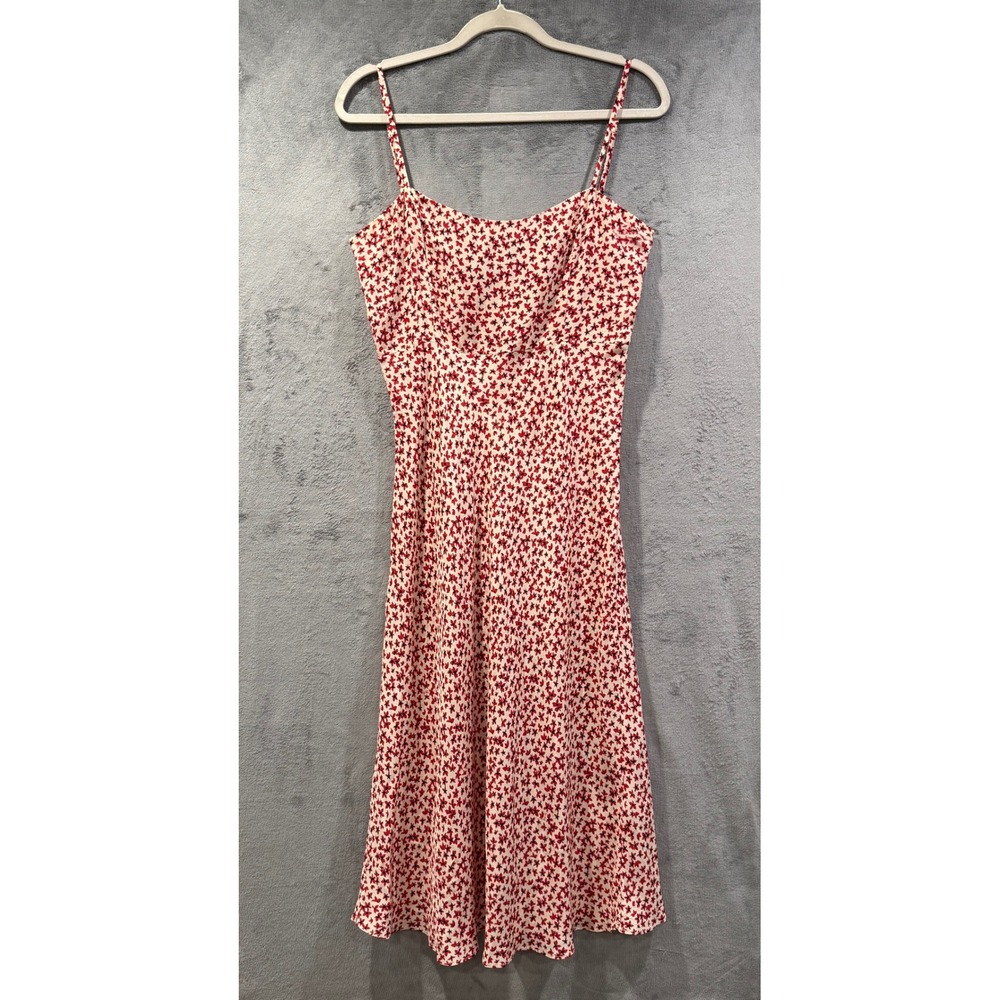 Realisation Par The Amelia Dress  Nudité Print Red Floral Silk Midi Dress Size L